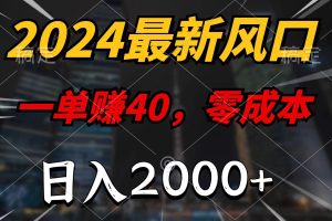 (11696期)2024最新风口项目,一单40,零成本,日入2000+,小白也能100%必赚