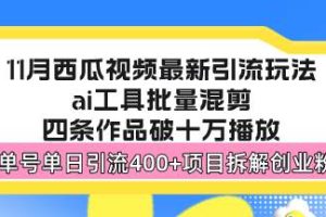 （13245期）西瓜视频最新玩法，全新蓝海赛道，简单好上手，单号单日轻松引流400+创…