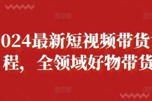 2024最新短视频带货课程，全领域好物带货