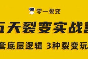 零一裂变《5天裂变实战训练营》1套底层逻辑+3种裂变玩法，2020下半年微信裂变玩法