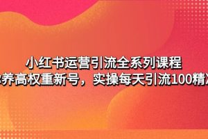 小红书运营引流全系列课程：教你养高权重新号，实操每天引流100精准粉