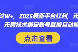 月入过W+，2025最新平台红利，无需本金、无需技术绑定账号就能自动收米