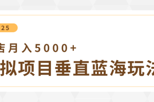 4月虚拟项目垂直玩法，冷门爆品+垂直蓝海，单店月入5000+