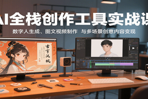 AI全栈创作工具实战课：数字人生成、图文视频制作与多场景创意内容变现