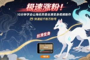 极速涨粉！10分钟学会山海经异兽丝滑变身视频制作，快速起千粉万粉号