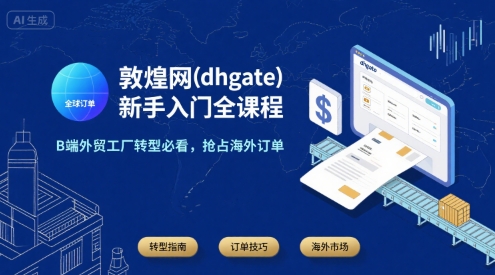 敦煌网(dhgate)新手入门全课程,B端外贸工厂转型必看,抢占海外订单