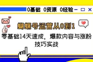 蝴蝶号运营从0到1，零基础14天速成，爆款内容与涨粉技巧实战