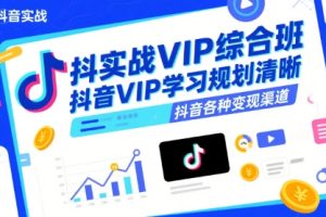 抖音实战VIP综合班，抖音VIP学习规划请晰抖音各种变现渠道