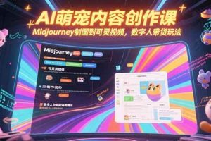 （15311期）AI萌宠内容创作课，Midjourney制图到可灵视频，数字人带货玩法