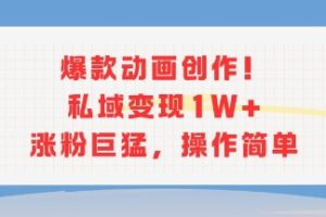 爆款动画创作！私域变现1W+涨粉巨猛，操作简单