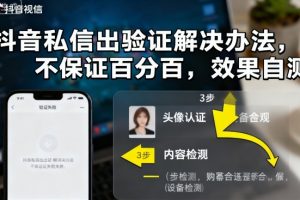 抖音私信出验证解决办法，不保证百分百，效果自测