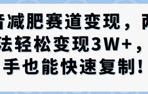 抖音减肥赛道变现，两种玩法轻松变现3W+，新手也能快速复制