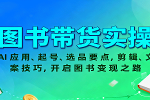 图书带货实操，AI应用、起号、选品要点，剪辑、文案技巧，开启图书变现之路