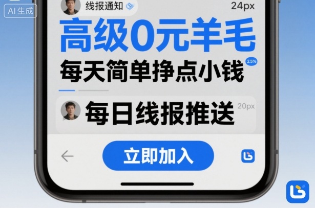高级0元羊毛线报社群项目，每天简单挣点小钱