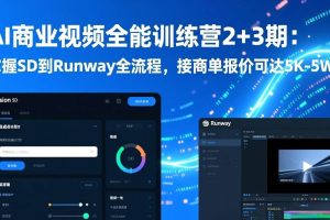 (17235期)AI商业视频全能训练营2+3期:掌握SD到Runway全流程,接商单报价可达5K-5W