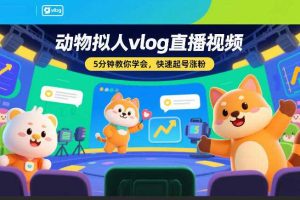 动物拟人vlog直播视频，5分钟教你学会，快速起号涨粉
