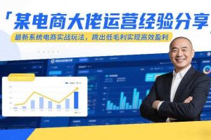 某电商大佬运营经验分享，最新系统电商实战玩法，跳出低毛利实现高效盈利