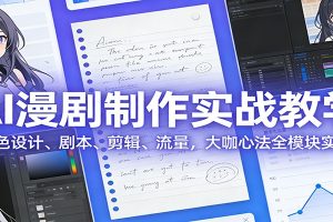 AI 漫剧制作实战教学：角色设计、剧本、剪辑、流量，大咖心法全模块实操
