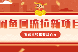 零门槛闲鱼回流拉新项目，非常适合新手操作，轻松收益几百元