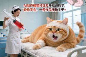 AI制作橘猫打针反差视频教学，轻松学会，一条作品涨粉上千+