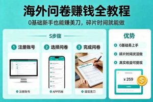 海外问卷賺钱全教程,0基础新手也能賺美刀,碎片时间就能做