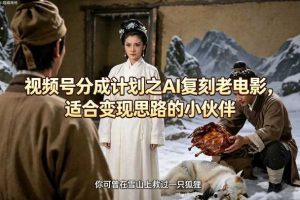 视频号分成计划之AI复刻老电影，适合变现思路的小伙伴
