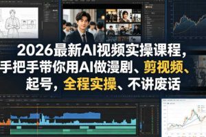 2026最新AI视频实操课程，手把手带你用AI做漫剧、剪视频、起号，全程实操、不讲废话