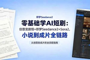 (18537期)零基础学AI短剧:创意变剧情+即梦Seedance2+Sora2,小说到成片全链路