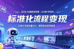 (18643期)2026AI漫剧变现课|从0到1学创作,标准化流程批量出片,解锁商业接单渠道