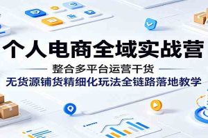 个人电商全域实战营:整合多平台运营干货,无货源铺货精细化玩法全链路落地教学