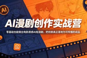 AI漫剧创作实战营，零基础也能做出电影质感AI短漫剧，把创意真正落地为可传播的成品