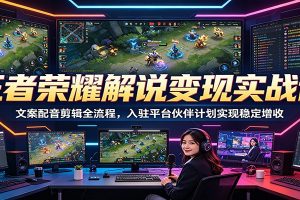 王者荣耀解说变现实战课:文案配音剪辑全流程,入驻平台伙伴计划实现稳定增收