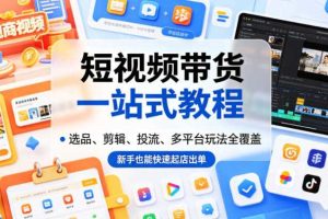 短视频带货一站式教程,选品、剪辑、投流、多平台玩法全覆盖,新手也能快速起店出单