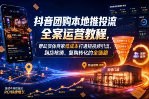 抖音团购本地推投流全案运营教程,帮助实体商家低成本打通短视频引流、到店核销、复购转化的全链路