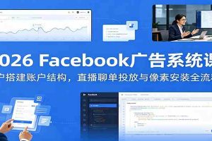 2026 Facebook广告系统课:开户搭建账户结构,直播聊单投放与像素安装全流程