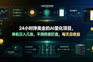24小时挣美金的AI量化项目，单机日入几十美刀，不用熬夜盯盘，每天见收益【揭秘】