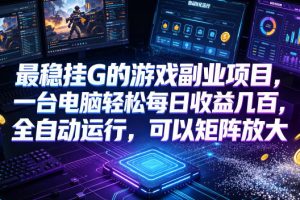 低成本网游挂机项目,单号保底日入100左右,可矩阵放大!合法合规!