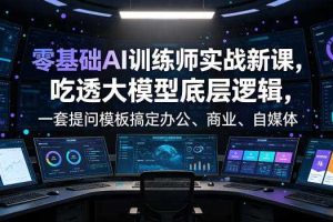 零基础AI训练师实战课,吃透大模型底层逻辑,一套提问模板搞定办公、商业、自媒体、设计、生活全场景AI落地应用