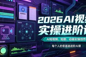 2026AI视频实操进阶课,AI短视频、短剧、动画实操创作,每个人的零基础进阶ai课