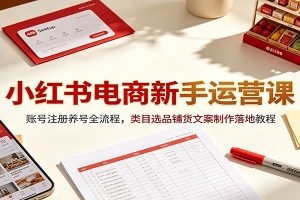 小红书电商新手运营课:账号注册养号全流程,类目选品铺货文案制作落地教程