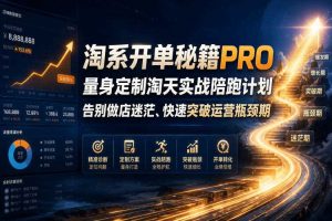 淘系开单秘籍PRO,量身定制淘天实战陪跑计划,告别做店迷茫、快速突破运营瓶颈期(20260709)