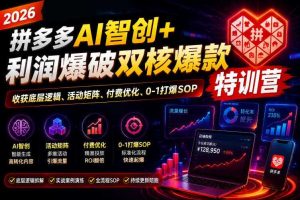 2026拼多多AI智创+利润爆破双核爆款特训营,收获底层逻辑、活动矩阵、付费优化、0-1打爆SOP