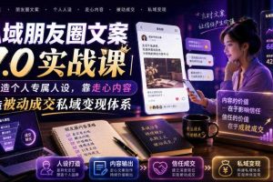 私域朋友圈文案7.0实战课|塑造个人专属人设,靠走心内容打造被动成交私域变现体系