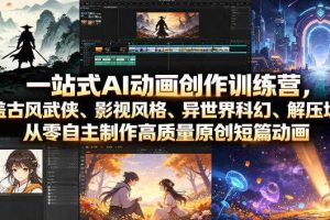 一站式AI动画创作训练营,涵盖古风武侠、影视风格、异世界科幻、解压场景,从零自主制作高质量原创短篇动画(更新)