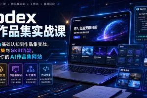Codex AI作品集实战课,从Codex基础认知到作品集实战,从灵感搜集到Skill沉淀,打造属于你的AI作品集网站
