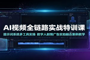 AI视频全链路实战特训课:提示词系统多工具实操,数字人剧情广告实拍融合案例教学