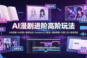 (19430期)AI漫剧进阶高阶玩法:小说改编×AI生图×视频生成×Seedance2.0配音×剪映剪辑×付费上传×接单变现